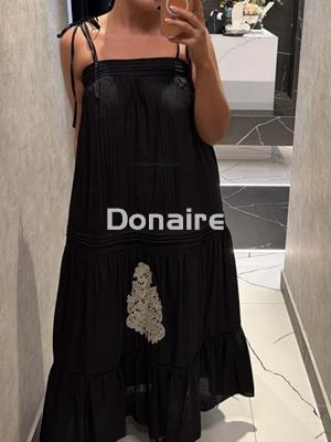 Vestido plisados y calados negro NKN - Imagen 1