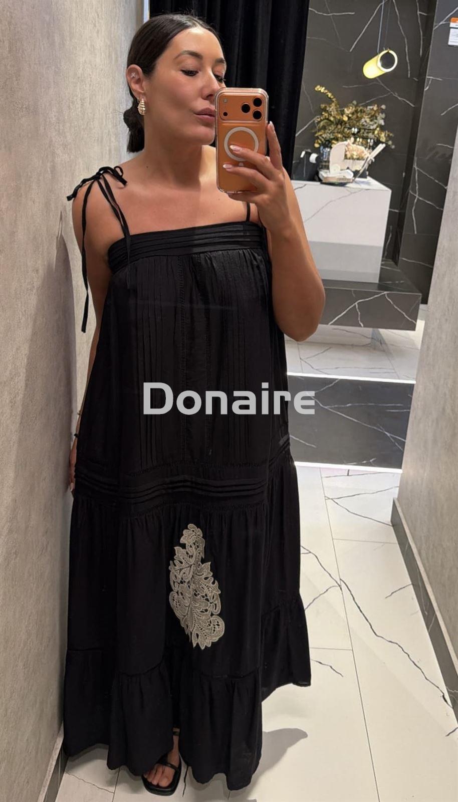 Vestido plisados y calados negro NKN - Imagen 2
