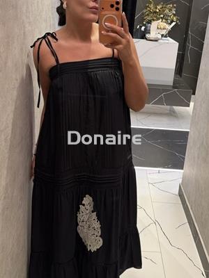 Vestido plisados y calados negro NKN - Imagen 2