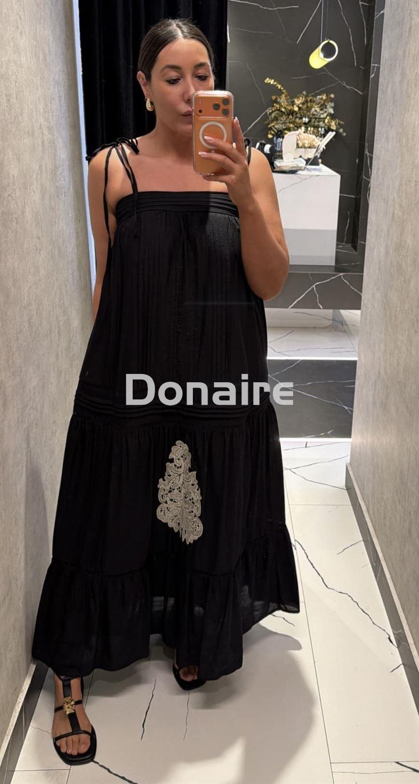 Vestido plisados y calados negro NKN - Imagen 3