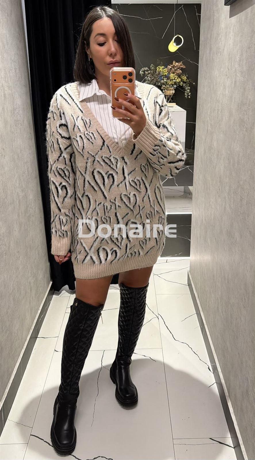 Vestido punto beige corazones y X Lolita - Imagen 1