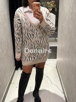 Vestido punto beige corazones y X Lolita - Imagen 1