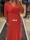 Vestido rojo algodón cuello pico Lolita - Imagen 2