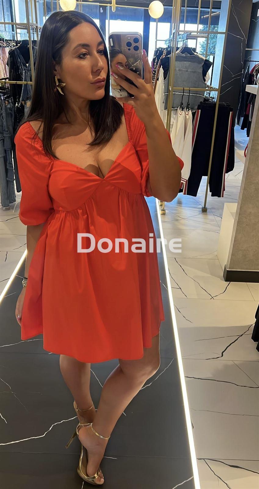 Vestido rojo manga globo Koralline - Imagen 1