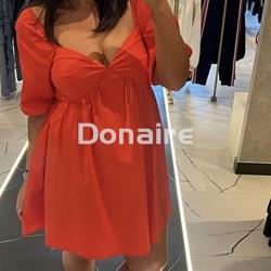 Vestido rojo manga globo Koralline - Imagen 1