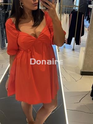 Vestido rojo manga globo Koralline - Imagen 1