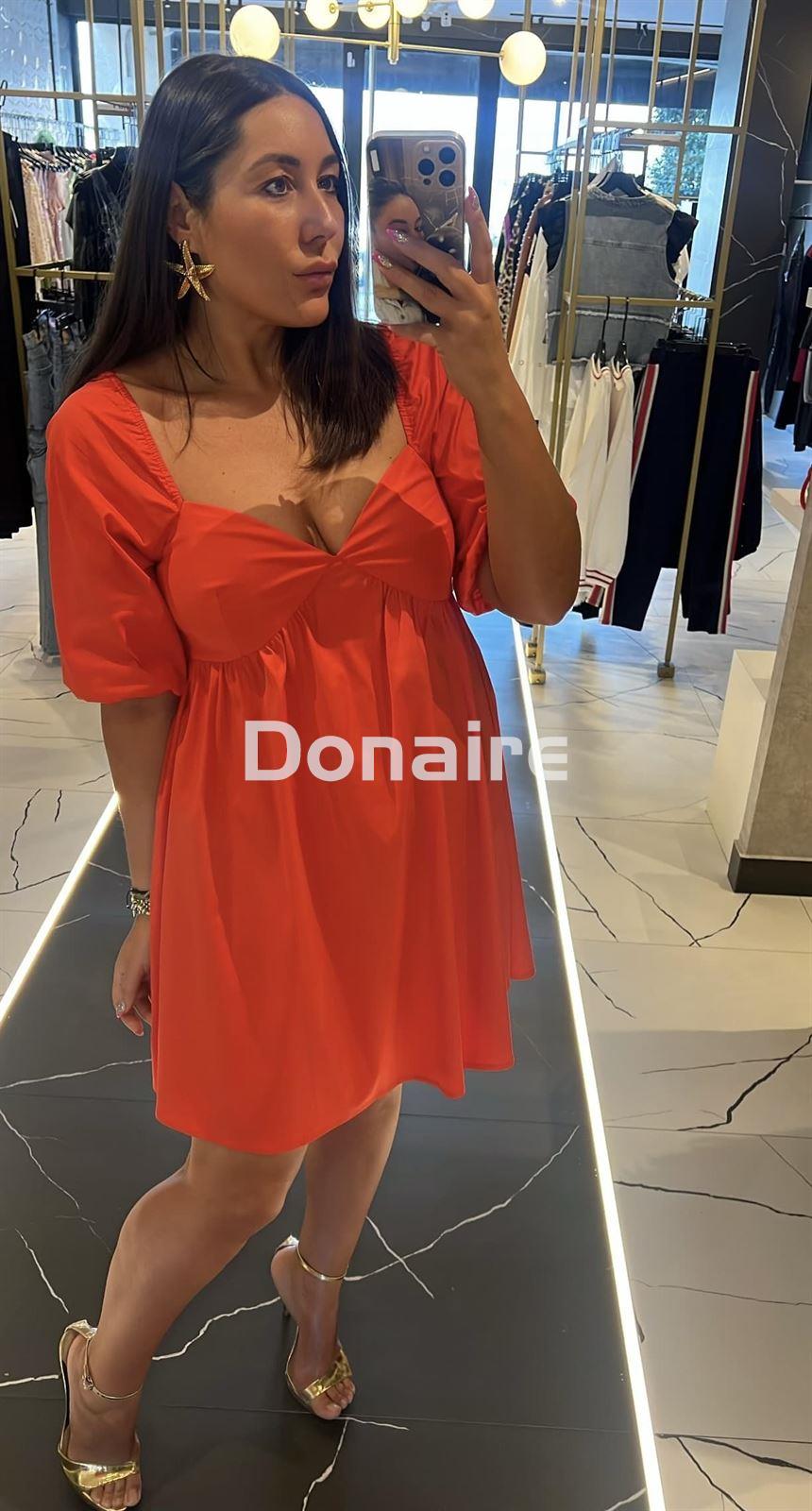 Vestido rojo manga globo Koralline - Imagen 2