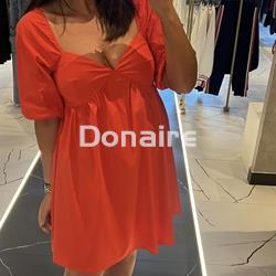 Vestido rojo manga globo Koralline - Imagen 2