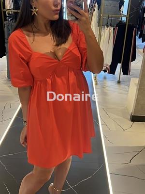 Vestido rojo manga globo Koralline - Imagen 2