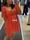 Vestido rojo manga globo Koralline - Imagen 2