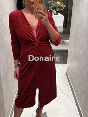 Vestido terciopelo granate topos plata - Imagen 1