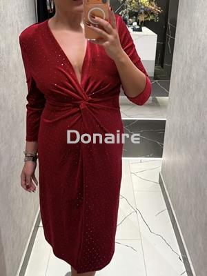 Vestido terciopelo granate topos plata - Imagen 2