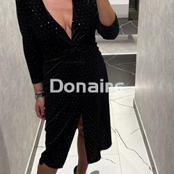 Vestido terciopelo negro topos plata - Imagen 1