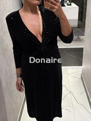 Vestido terciopelo negro topos plata - Imagen 2