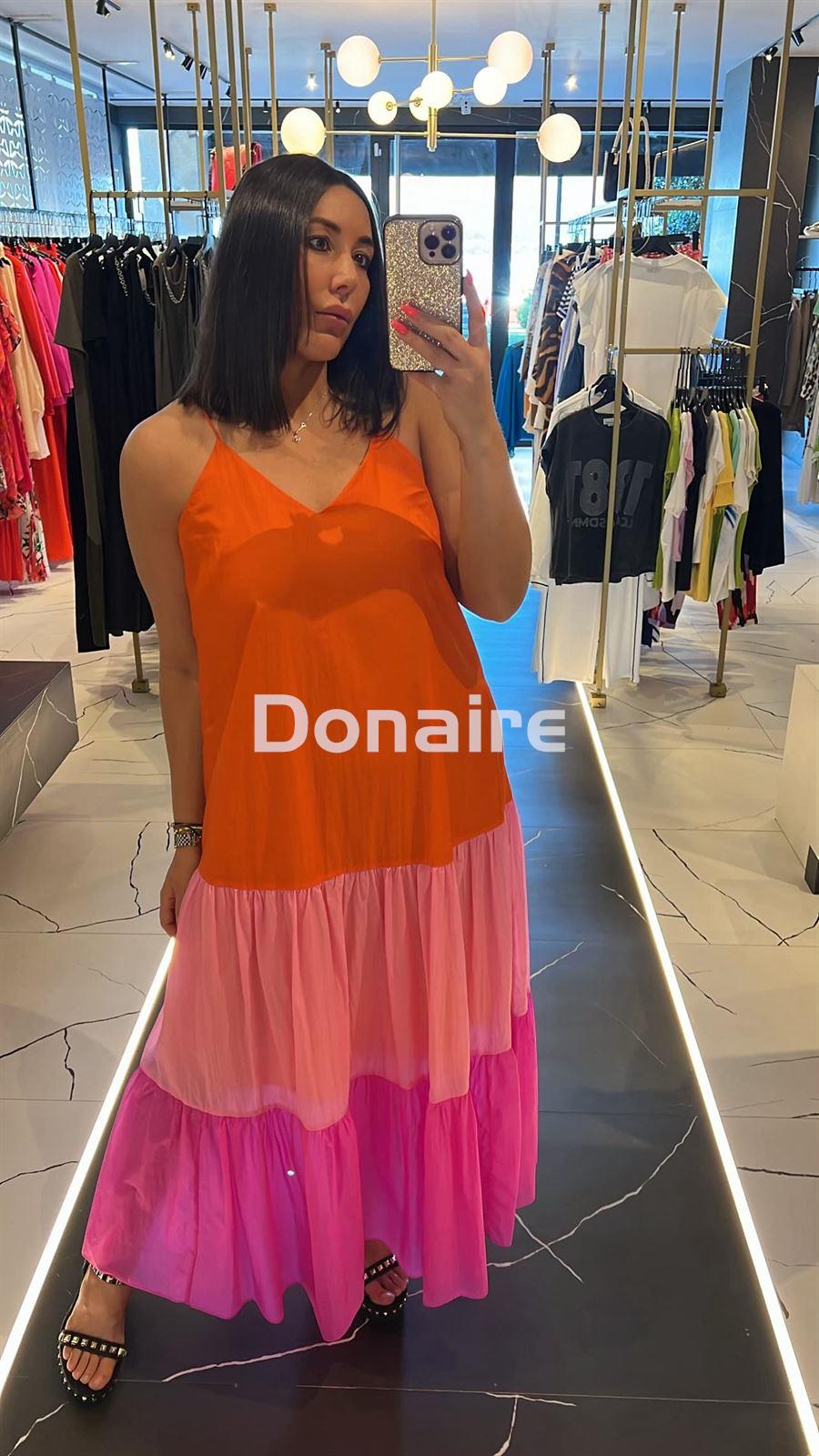 Vestido tricolor naranja , fucsia y rosa claro Lola Casademunt - Imagen 2