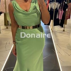 Vestido verde largo fiesta cinturón fucsia Phard - Imagen 2