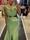 Vestido verde largo fiesta cinturón fucsia Phard - Imagen 2