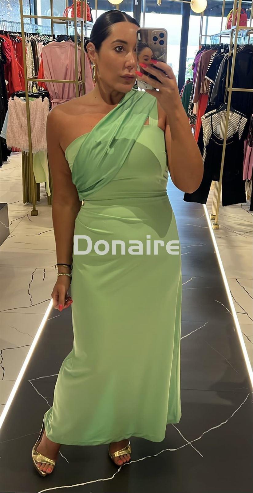 Vestido verde largo fiesta escote asimétrico Phard - Imagen 3